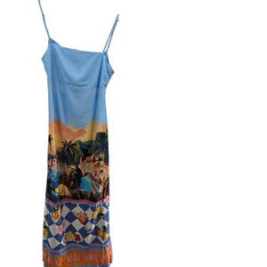 Paper Heart Blue Travel Italy Coastal Maxi Dress Size XS NWOT